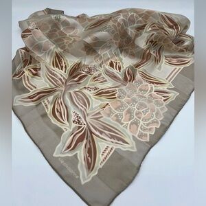 Vintage Liz Claiborne Scarf 30" Square Soft Colors Floral Lily Magnolia Dogwood